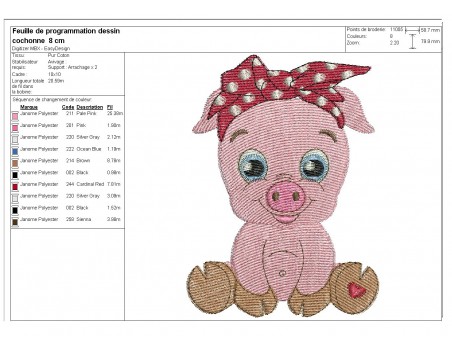 Instant download machine embroidery pig with star
