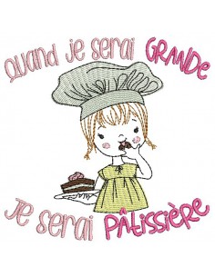 Instant download machine embroidery design  little girl doing the cooking