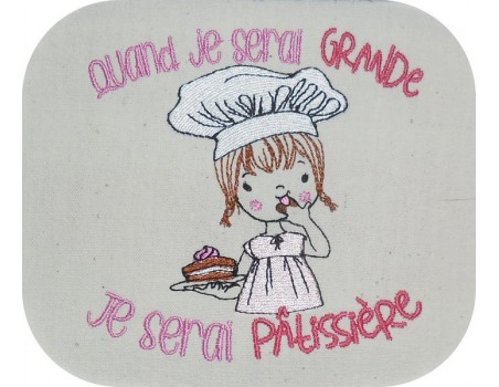 Instant download machine embroidery design  little girl doing the cooking