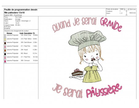 Instant download machine embroidery design  little girl doing the cooking