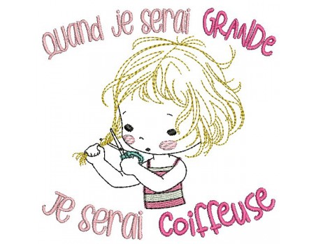 Instant download machine embroidery design  little dressmaker girl