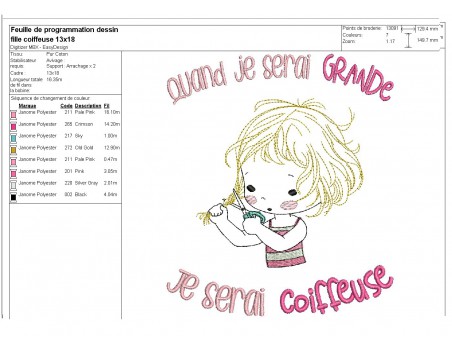 Instant download machine embroidery design  little dressmaker girl