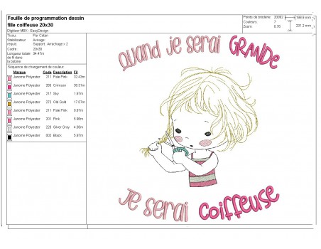 Instant download machine embroidery design  little dressmaker girl