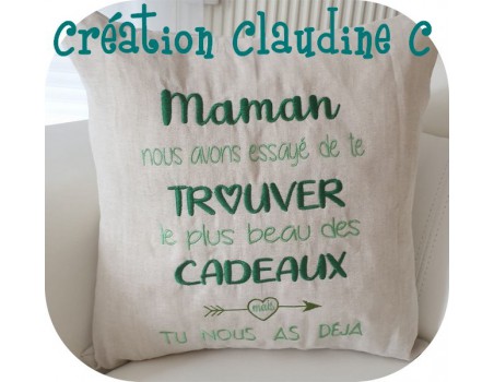 Motif de broderie machine  texte maman cadeau