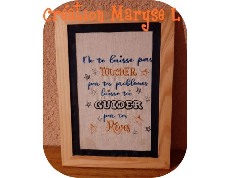 Motif de broderie  texte guider par tes rêves