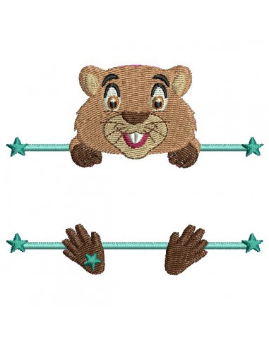 Motif de broderie machine marmotte prénom