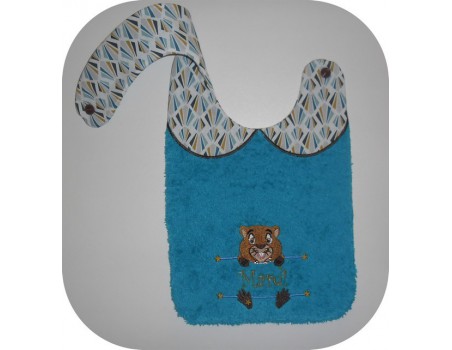Instant downloads machine embroidery design machine  ITH  bib customizable  cat  boy