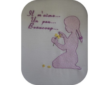 Motif de broderie fillette à la marguerite