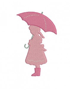 Motif de broderie fillette au parapluie