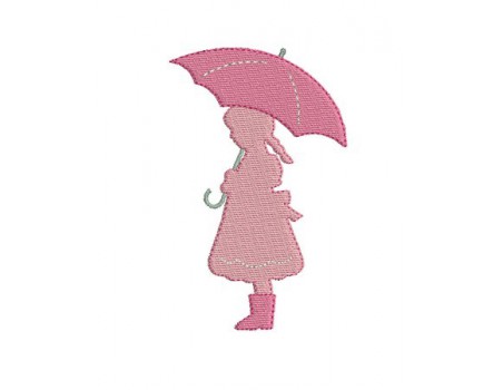Motif de broderie fillette au parapluie