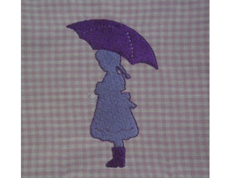 Motif de broderie fillette au parapluie