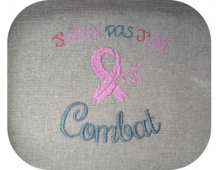 Motif de broderie machine motif ruban rose  j'peux pas j'ai combat