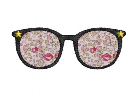 motif de broderie machine lunettes coeur