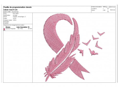 Instant download machine embroidery design text pink cancer ribbon