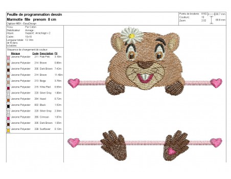 Instant download machine embroidery marmot to customize