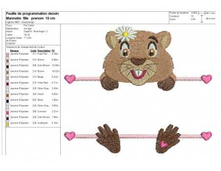 Instant download machine embroidery marmot to customize