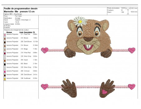 Instant download machine embroidery marmot to customize