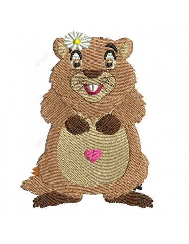 Instant download machine embroidery marmot  with star