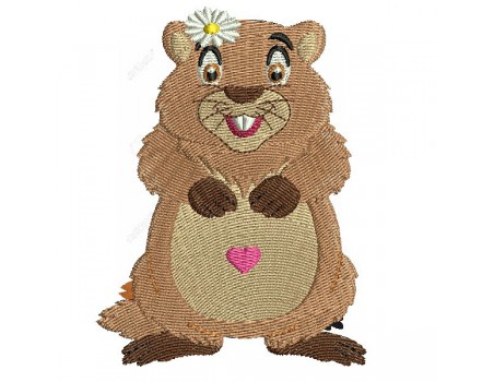 Instant download machine embroidery marmot  with star