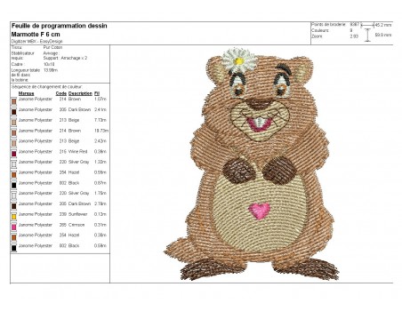 Instant download machine embroidery marmot  with star