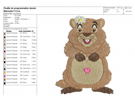 Instant download machine embroidery marmot  with star