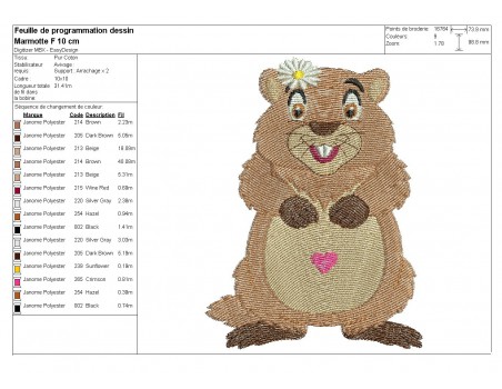 Instant download machine embroidery marmot  with star