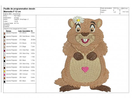 Instant download machine embroidery marmot  with star