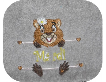 Instant download machine embroidery marmot to customize