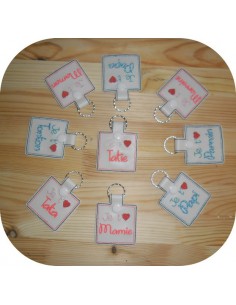 machine embroidery design  I love you grand'ma keychains ith