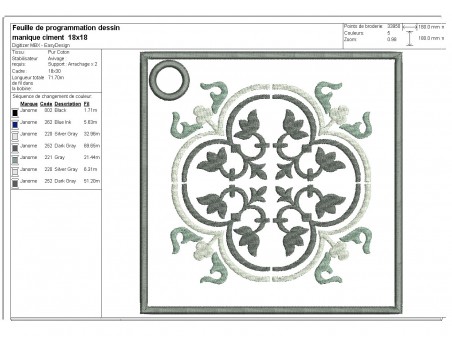 Instant download machine embroidery design arabeque Cement tile embroidery redwork