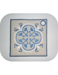 Motif de broderie machine manique ou dessous de plat