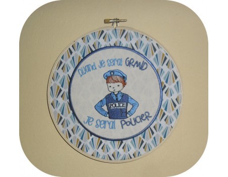 Instant download machine embroidery design  little boy policeman