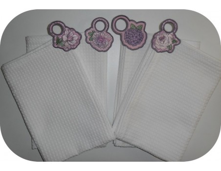 Instant download machine embroidery design  peony shabby Towel Topper
