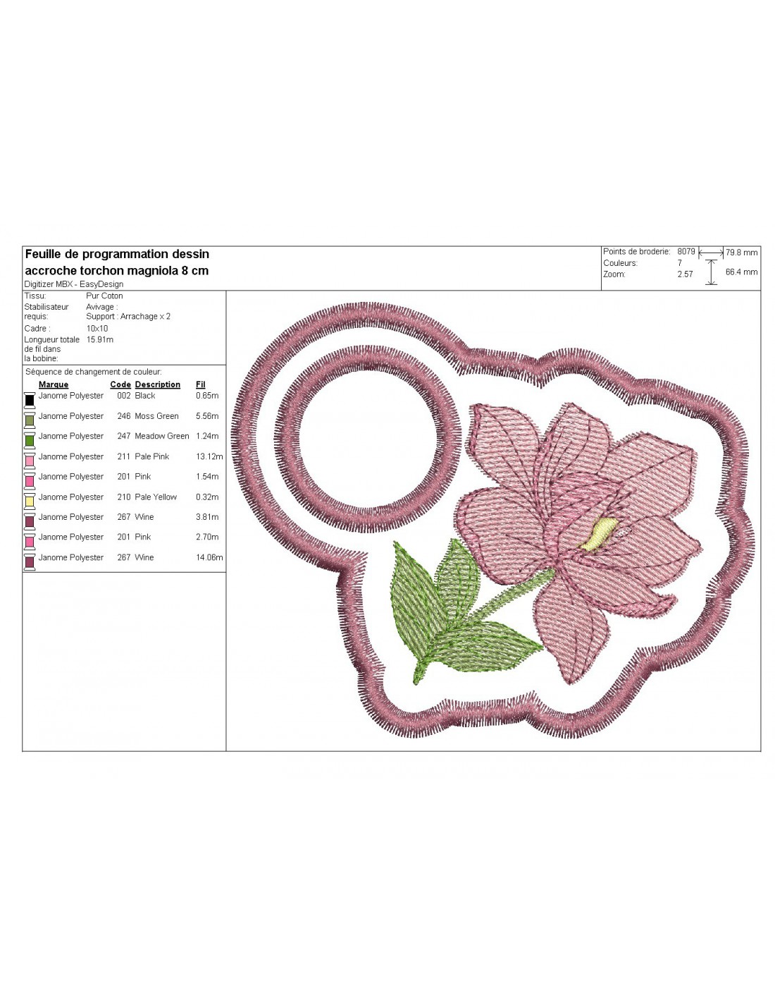 motif de broderie accorche torchon hibiscus ITH