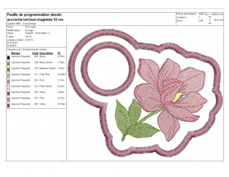 Motif de broderie machine accroche torchon shabby magnolia   ITH