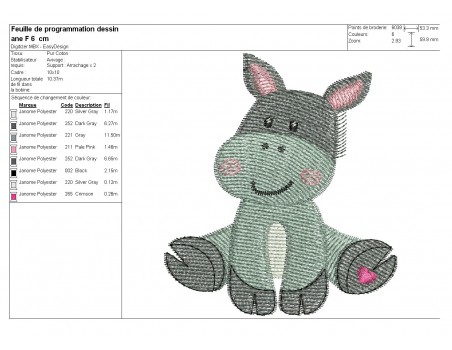 Instant download machine embroidery donkey with star