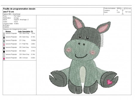 Instant download machine embroidery donkey with star