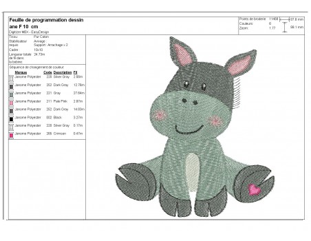 Instant download machine embroidery donkey with star