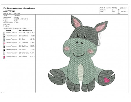 Instant download machine embroidery donkey with star