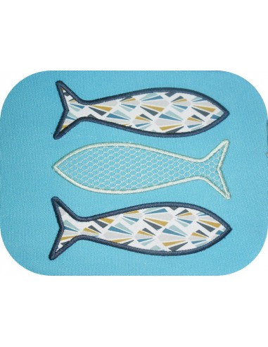 Motif de broderie machine sardines appliquées