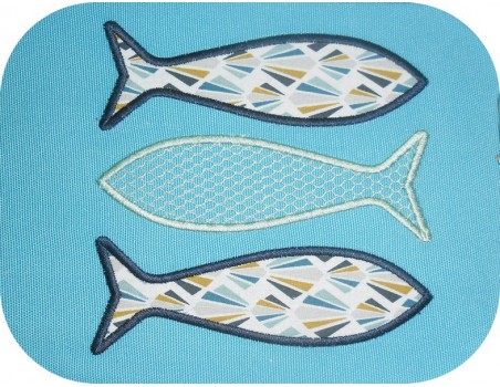 Motif de broderie machine sardines appliquées