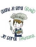 Instant download machine embroidery design  little boy pastry chef
