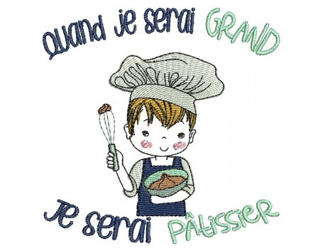 Instant download machine embroidery design  little boy chef