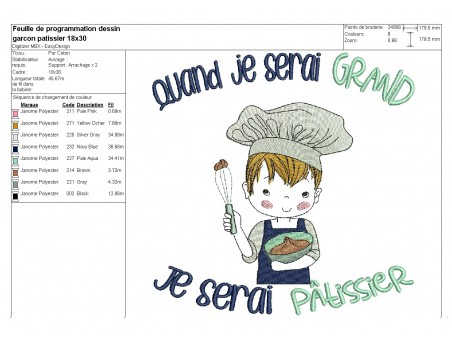 Instant download machine embroidery design  little boy chef
