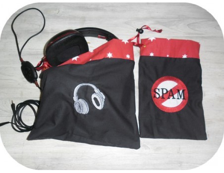 Motif de broderie casque audio