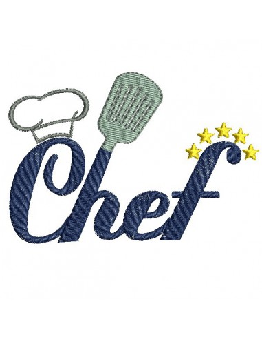 Motif de broderie machine cuisine chef étoilé