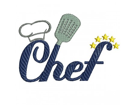 Motif de broderie machine cuisine chef étoilé