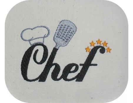 Motif de broderie machine cuisine chef étoilé