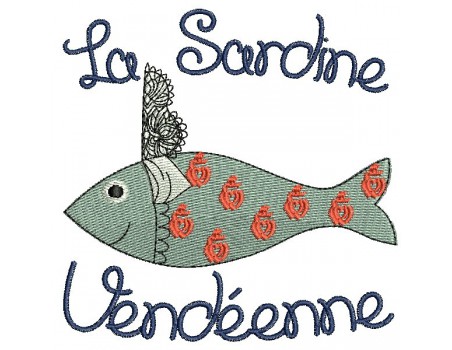 Instant download machine embroidery  Breton sardine