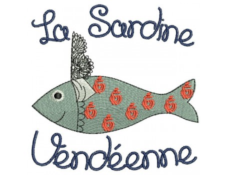 Motif de broderie machine sardine Vendéenne